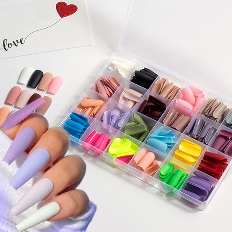 576 Pcs Set Colorful Fake Nails ( 24 Colors )