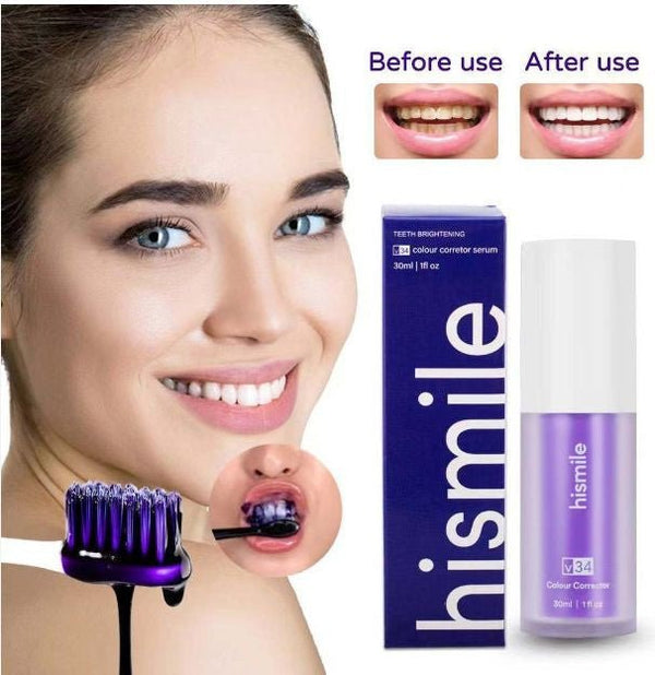 Hismile v34 Colour Corrector, Tooth Stain Concealer, Teeth Whitening Booster, Purple Toothpaste.