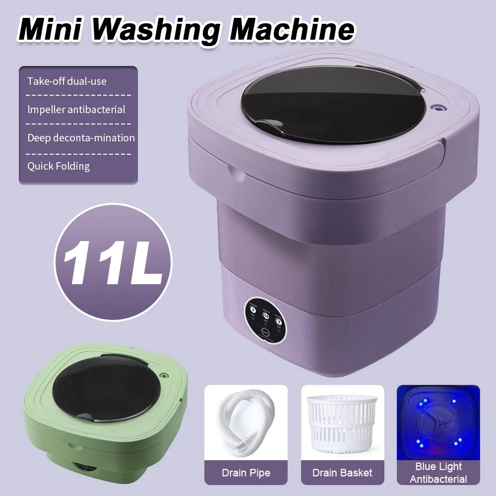 Portable Folding Mini Washing Machine with Sterilization and Drying | 8L Capacity, 3 Washing Modes