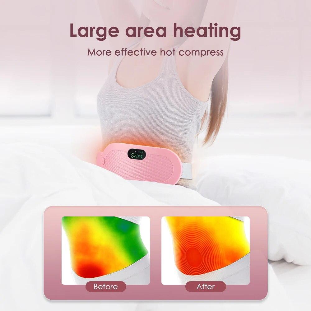 Electric Period Cramp Massager Vibrating Heating Belt for Menstrual Colic Relief Pain Waist Stomach Abdominal Warm Palace Belt