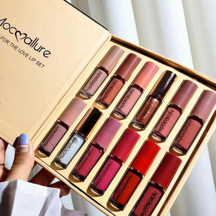 Mocmallure highly pigmented matte and shine lipgloss 12 piece set