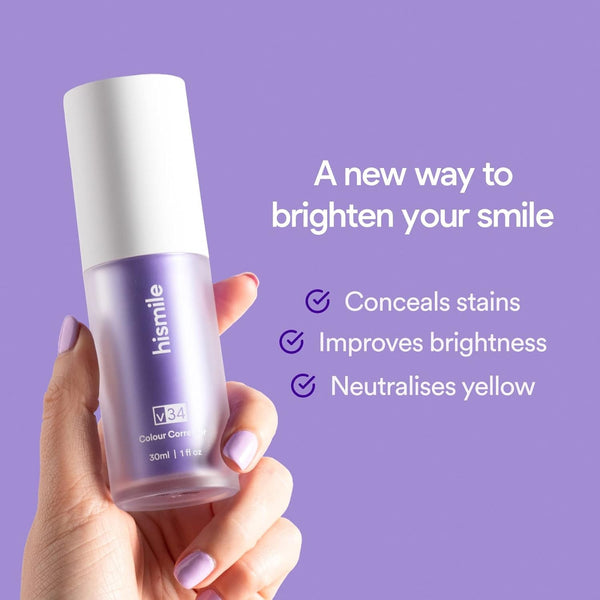 Hismile v34 Colour Corrector, Tooth Stain Concealer, Teeth Whitening Booster, Purple Toothpaste.