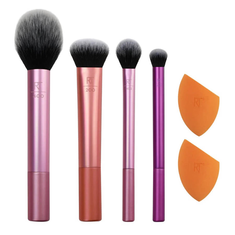 PROFESSIONAL Real Techniques Everyday Essentials Makeup Brush Set with Sponge - 6 Pcs set