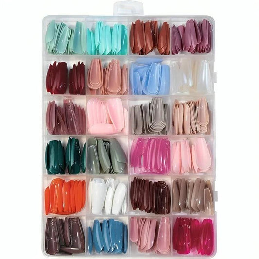 576 Pcs Set Colorful Fake Nails  ( 24 Colors )