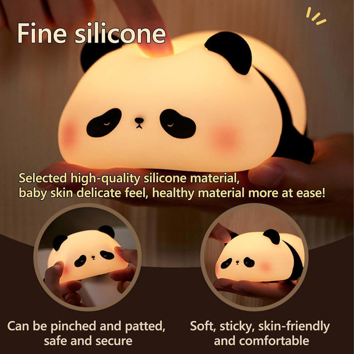 Cute Rechargeable Panda Lamp for Kids Room, Silicone Touch Night Light for Baby Nursery, Dimmable Lamp for Bedrooms