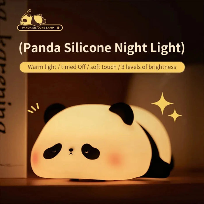 Cute Rechargeable Panda Lamp for Kids Room, Silicone Touch Night Light for Baby Nursery, Dimmable Lamp for Bedrooms