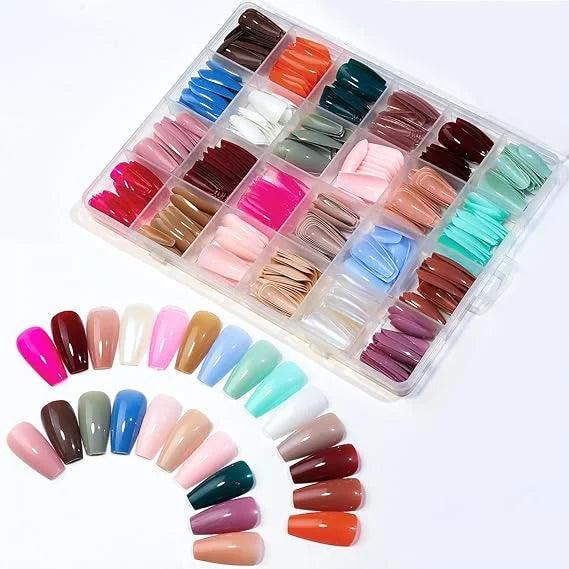 576 Pcs Set Colorful Fake Nails  ( 24 Colors )