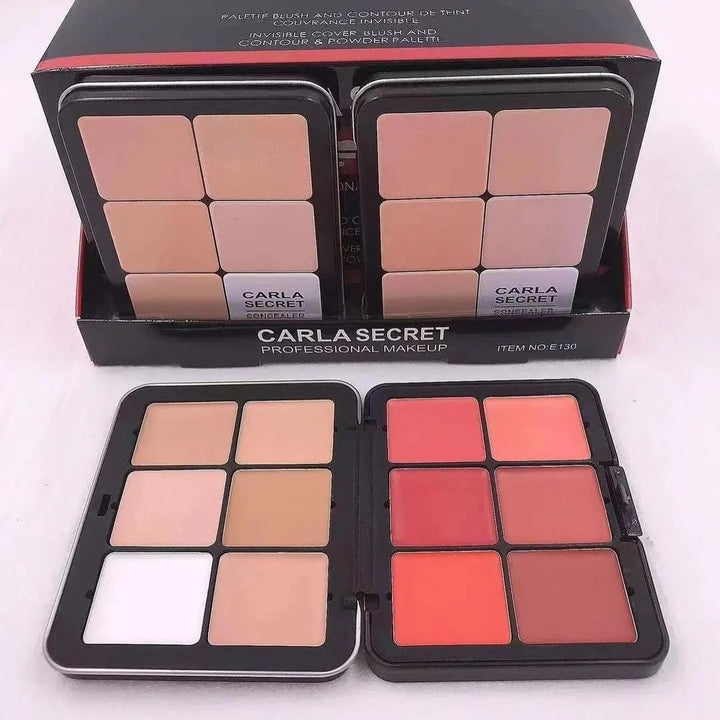 2 in 1 CARLA SECRET CREAM BLUSH AND CONCEALER PALETTE with 12 shades