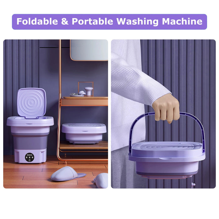 Portable Folding Mini Washing Machine with Sterilization and Drying | 8L Capacity, 3 Washing Modes