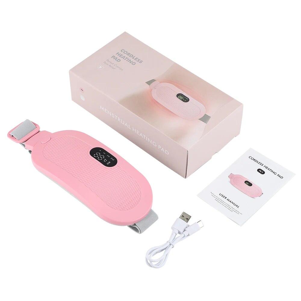Electric Period Cramp Massager Vibrating Heating Belt for Menstrual Colic Relief Pain Waist Stomach Abdominal Warm Palace Belt