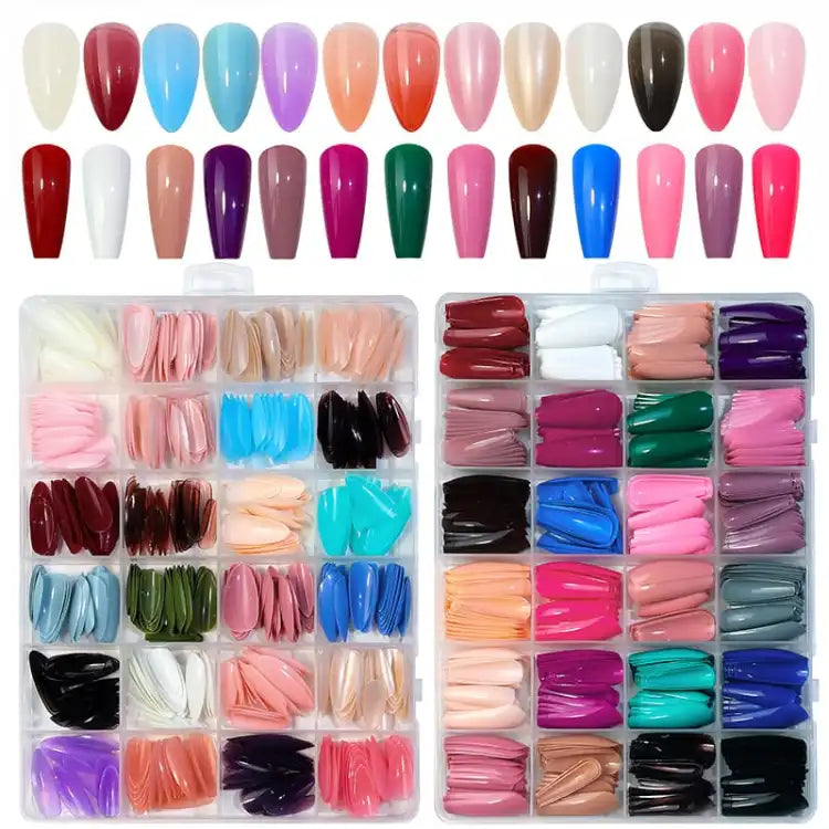 576 Pcs Set Colorful Fake Nails  ( 24 Colors )