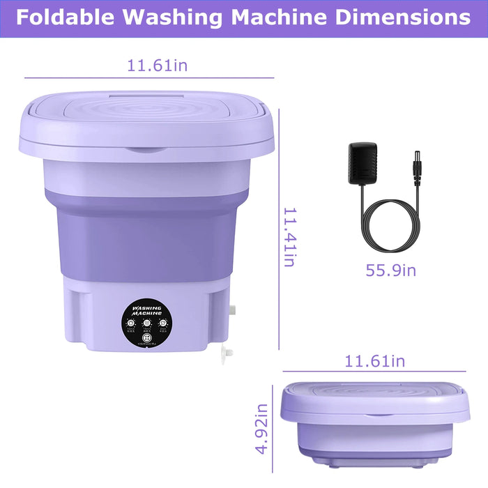 Portable Folding Mini Washing Machine with Sterilization and Drying | 8L Capacity, 3 Washing Modes