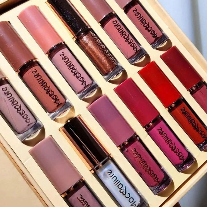 Mocmallure highly pigmented matte and shine lipgloss 12 piece set
